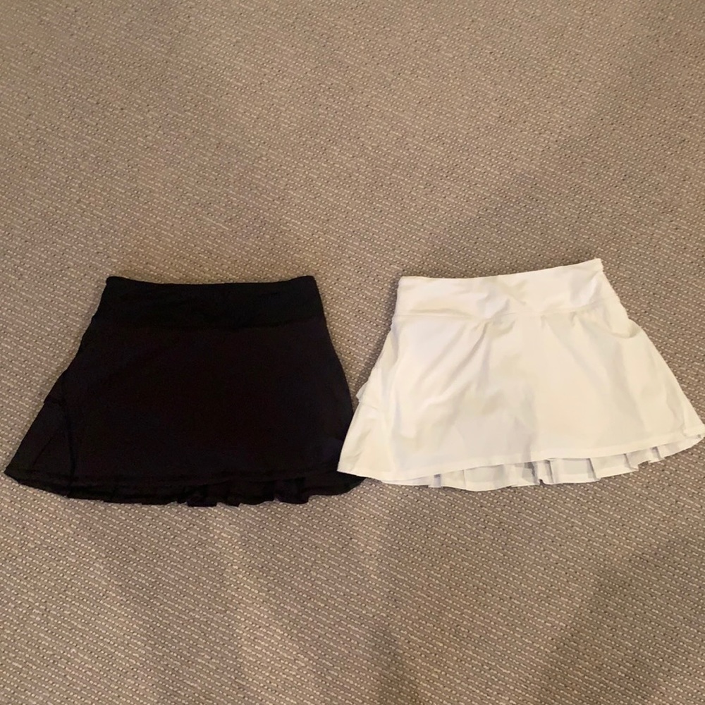 2 Lululemon Ruffled Skirts - Black and White
